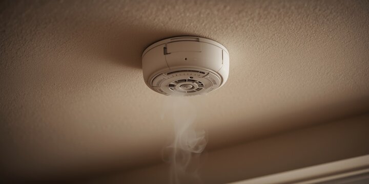 Smoke Detector Detecting Smoke - Interior Setting, Close-Up, Diffused Light