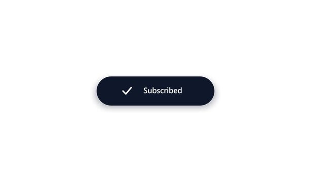 Subscribe button animation with notification bell icon and check mark. Animated subscribe button, notification bell symbol