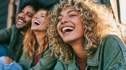 Obraz premium Happy diverse friends together