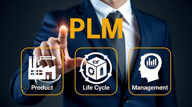 Product Lifecycle Management PLM Concept with Digital Product Design, Lifecycle Tracking and Business Management