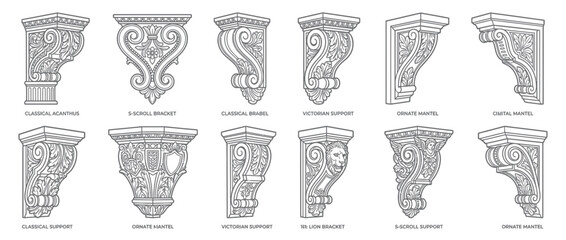 Architectural Corbel Bracket Set Classical to Victorian Styles © fajardwi