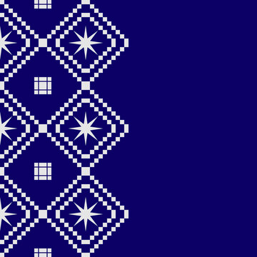 Geometric Star and Diamond Blue Background,  suitable for fabric, or packaging design