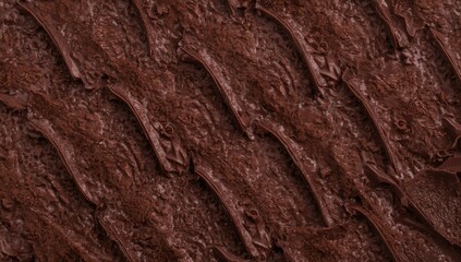 Fototapeta premium Rich Chocolate Frosting Texture Spread with Decorative Waves