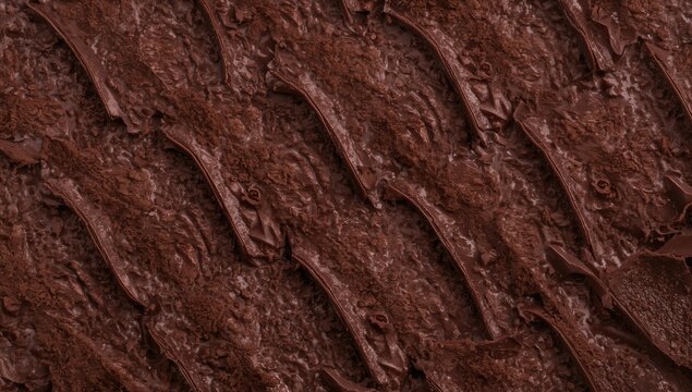 Rich Chocolate Frosting Texture Spread with Decorative Waves
