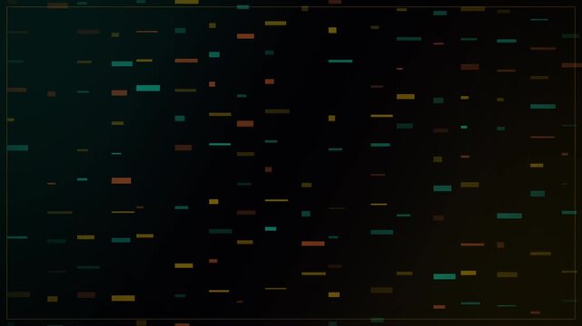 Colorful bars shifting and forming structures on dark background