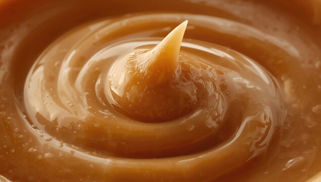 Creamy Caramel Sauce Swirled in a Bowl with Glossy Texture