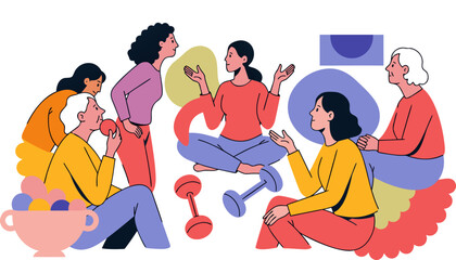 Obraz premium Women gather in colorful circle, sharing thoughts