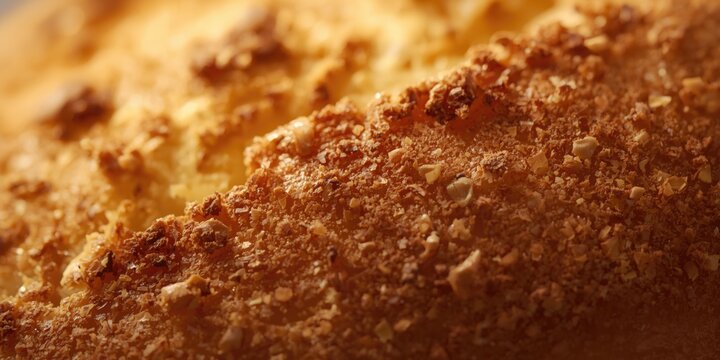 Closeup of Crispy Bread Crust in Warm Light