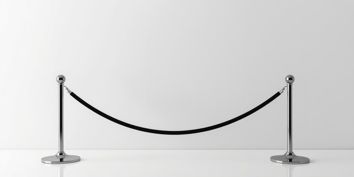 Rope Barrier Stanchions in Minimalist Setting Isolated on White