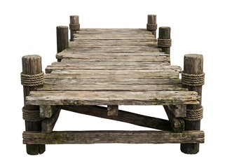 Fototapeta premium Old wooden pier isolated on white background