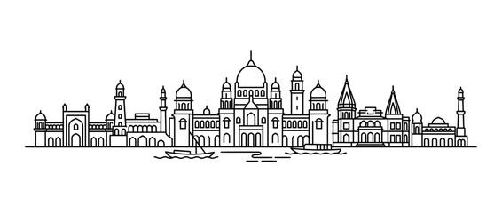 Obraz premium Indian City Skyline Outline