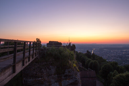 Haut-Barr Castle at Sunrise Overlooking Saverne, Alsace, France
