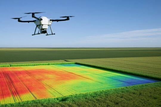 Advanced aerial survey maps crop health using thermal imaging technology
