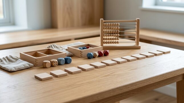 Wooden educational toys for children's early learning and counting games