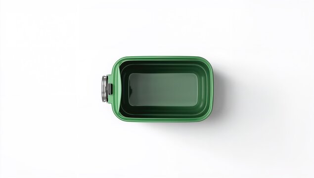 Green Storage Container with Lid Isolated on White Background