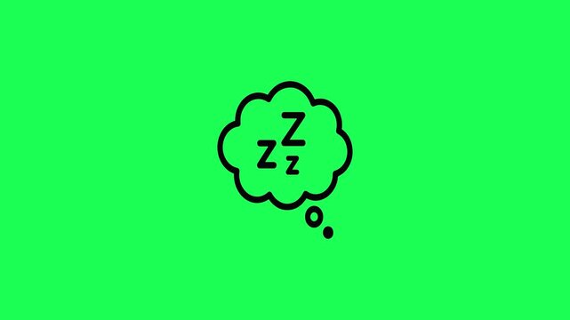 Sleeping thought bubble icon on bright green background