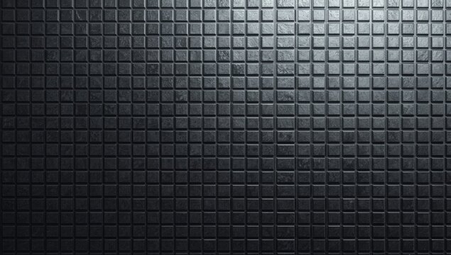 Textured Black Wall with Small Square Tiles in Soft Light