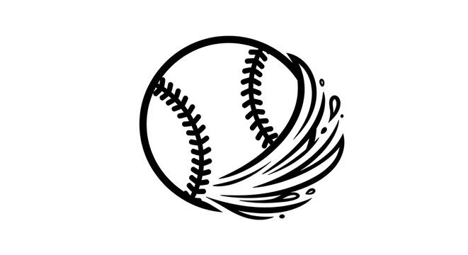 Dynamic baseball swoosh illustration with speed lines vector art