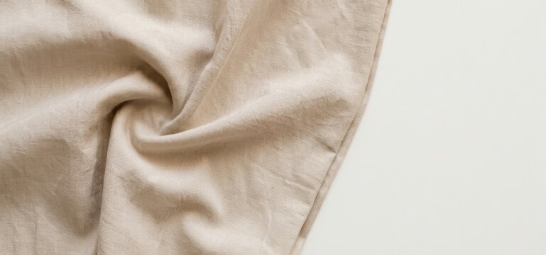 premium beige linen fabric folds