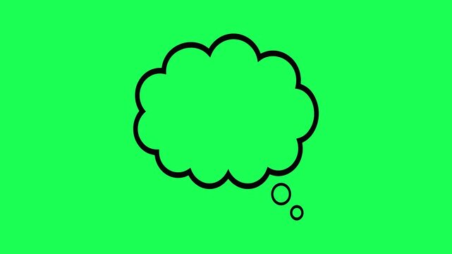 Green background with a black thought bubble illustration