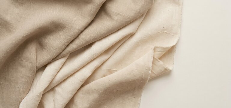 layered neutral linen cotton fabric folds