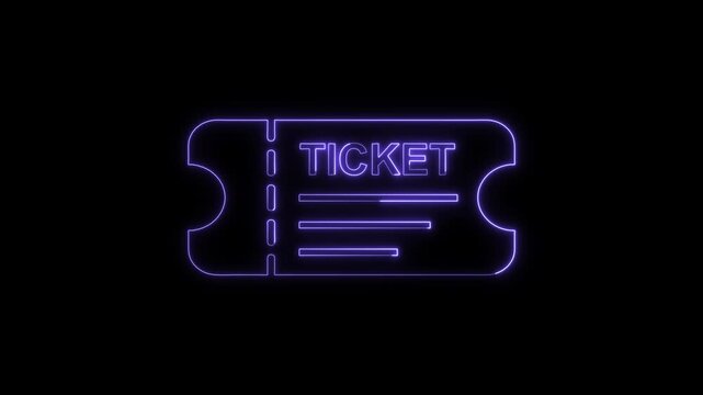 Neon Ticket Animation with Color Changing Glow Effect