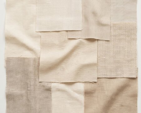 layered neutral textile swatches composition