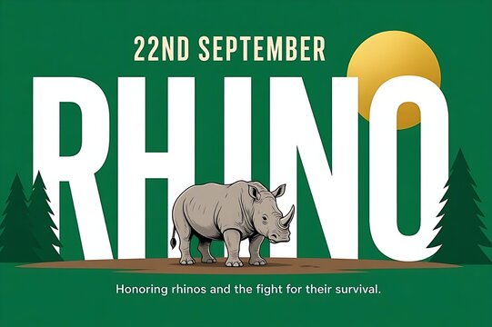 World Rhino Day poster with rhinoceros illustration for wildlife survival and conservation awareness