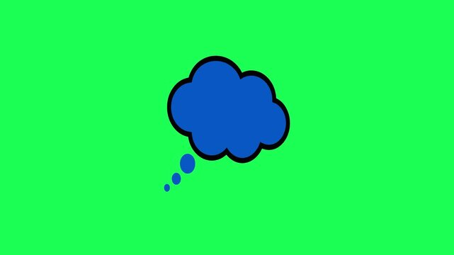 Blue thought bubble illustration on vibrant green background