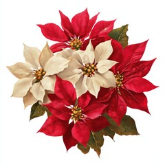 Fototapeta premium Vibrant poinsettia floral illustration.
