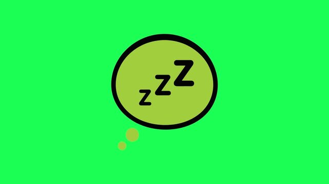 Sleeping icon with zs in a circle on green background