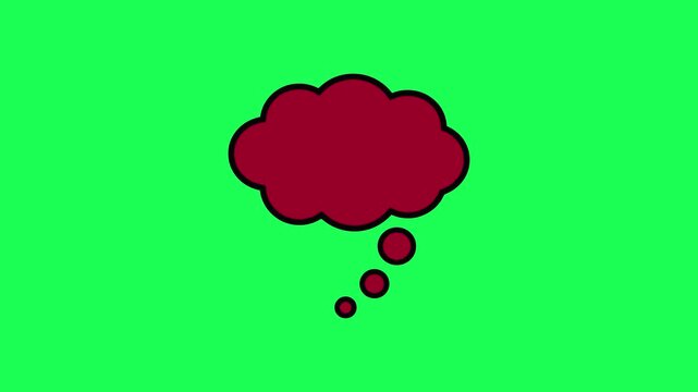 Red thought bubble illustration on a vibrant green background