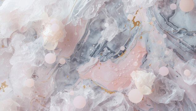 Abstract Marble Textures with Soft Pink and Gray Tones and Gold Accents