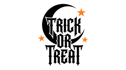 Trick or Treat typography design with crescent moon and stars for Halloween celebration © MD ACHADUL ISLAM