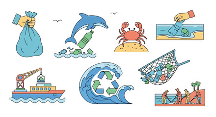 Naklejka premium Ocean Pollution Cleanup