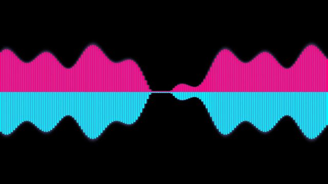 Neon Pink and Blue Sound Wave Audio Spectrum Visualization