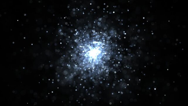 白く輝く粒子が広がる抽象的な宇宙イメージ