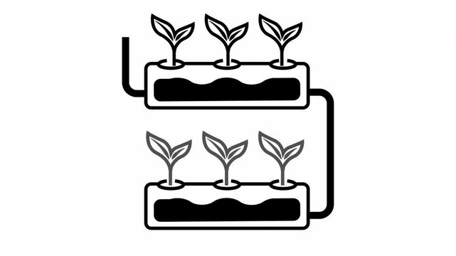 Hydroponic pipe system with high technology for leaf and plant animation icon video