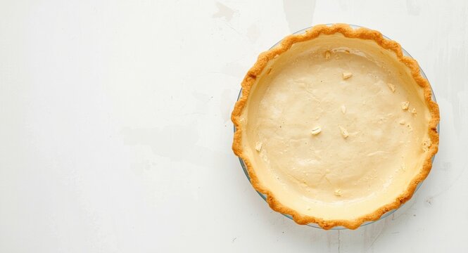 Empty Pie Crust on a Light Background in Top View