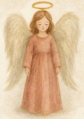 Naklejka premium Serene angelic watercolor mobile wallpaper.