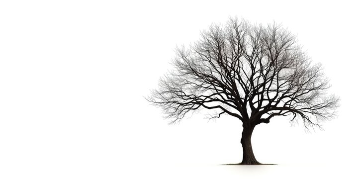 Leafless Tree Isolated on White with Intricate Branches