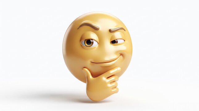 A whimsical 3d rendering of the thinking face emoji showcasing contemplation and digital expression
