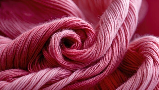 Twisted Pink Yarn Closeup with Soft Texture and Warm Hue