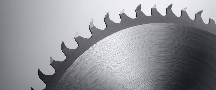 Circular Saw Blade Closeup on a Smooth Background with Metallic Texture