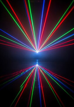 光線、レーザー、幾何学模様、反射、夜、クラブ、テクノロジー、未来