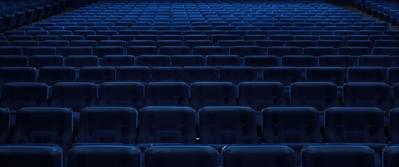 Naklejka premium Empty Theater Seating in Deep Blue Color Palette