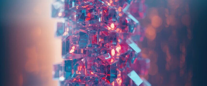 Glowing Crystal Structure with Soft Reflections in Warm Light