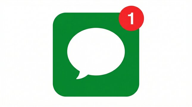 Messaging notification icon with speech bubble and unread alert badge, communication chat app symbol, digital interaction graphic design.