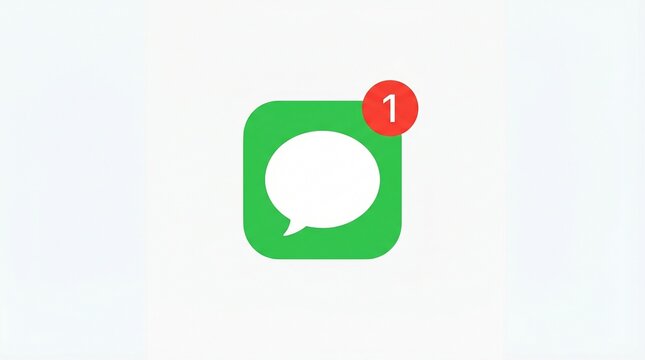 Messaging notification icon with speech bubble and unread alert badge, communication chat app symbol, digital interaction graphic design.