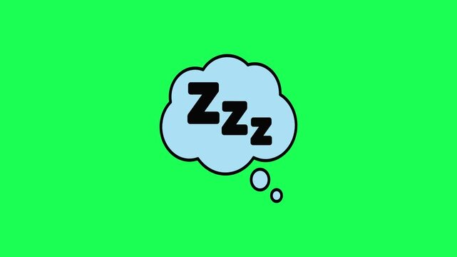 Cartoon sleep bubble with zzz letters on green background